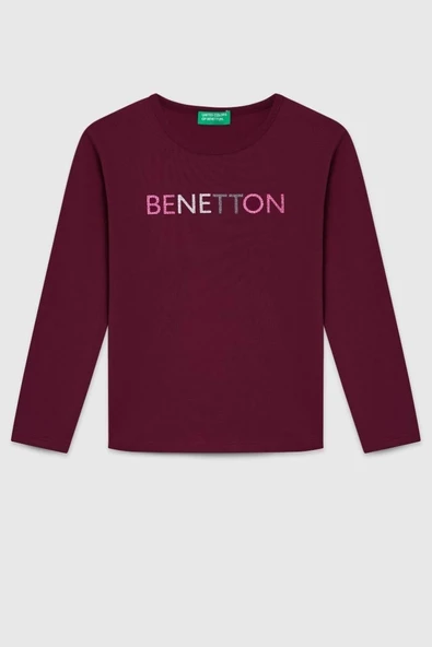 United Colors of Benetton Kız Çocuk  BNT-G23332 Uzun Kollu Tshirt Bordo ürün görseli 1