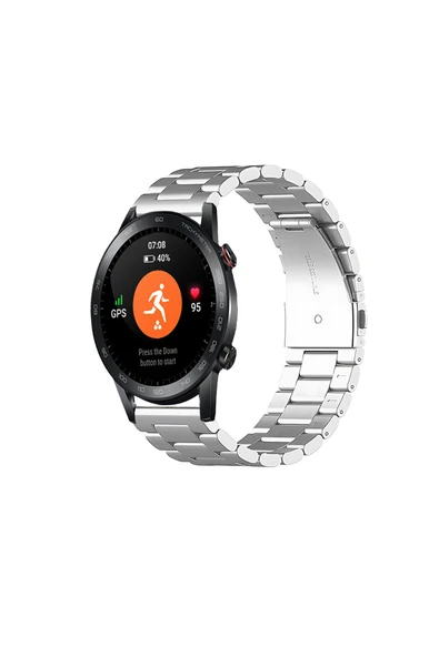 KRETON KRETON Honor Magic Watch 2 46mm Uyumlu GÜMÜŞ Kordon Klasik Baklava Model Paslanmaz Çelik Metal Kayış ürün görseli 1