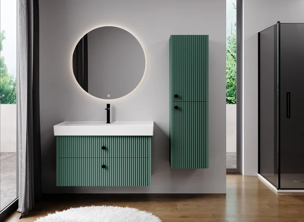 Denko Marsilya 100 cm (Beyoğlu Yeşil) Banyo Dolabı Takımı ve Boy Dolabı ürün görseli 1