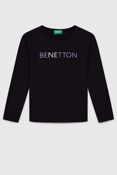 United Colors of Benetton Kız Çocuk  BNT-G23332 Uzun Kollu Tshirt Siyah ürün görseli 1