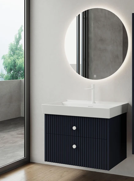 Denko Marsilya 80 cm (Mat Lacivert) Banyo Dolabı Takımı ürün görseli 1