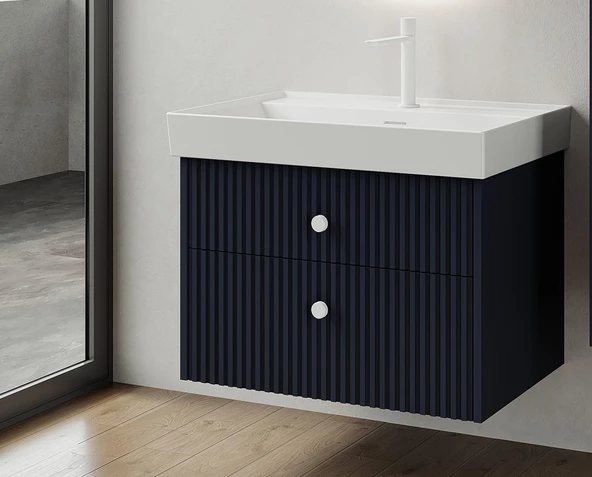 Denko Marsilya 80 cm (Mat Lacivert) Banyo Dolabı (Alt Modül Lavabo) ürün görseli 1