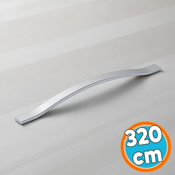 Mobilya Çekmece Dolap Kapak Kulpu Modern Mutfak Kulpları 320 mm Düz Krom Gümüş Kulp Metal ürün görseli 1