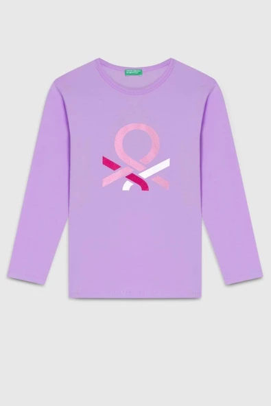 United Colors of Benetton Kız Çocuk  BNT-G23331 Uzun Kollu Tshirt Lila ürün görseli 1