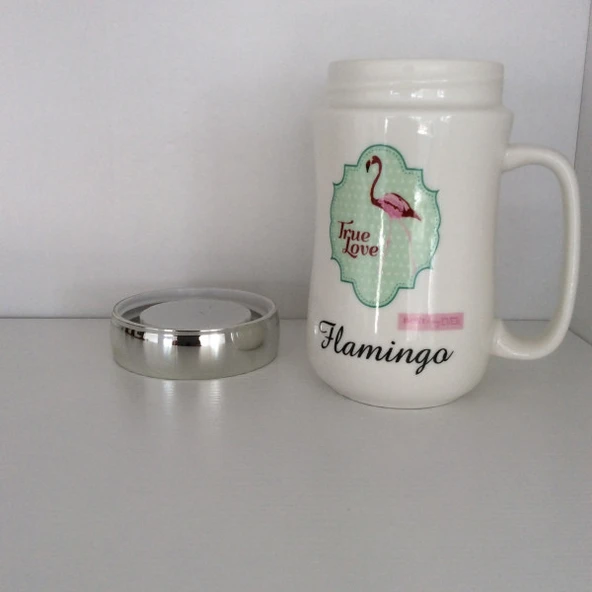 Flamingo Temalı Kapaklı Bardak - Resim 2