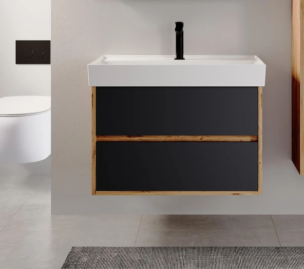 Denko Forever 80 cm (Antrasit) Banyo Dolabı (Alt Modül Lavabo) ürün görseli 1