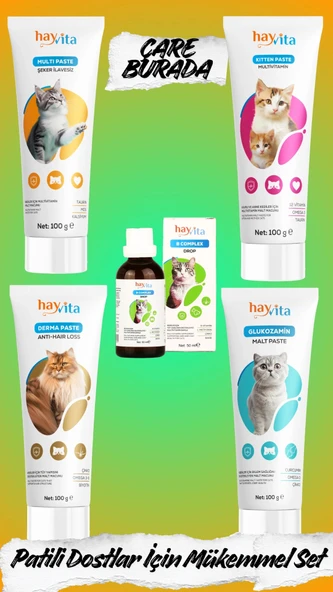 Patili Dost Seti (B Complex Drop, Glukozamin & Multi & Anti Hair Loss & Kitten Paste) ürün görseli 1
