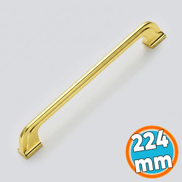 Mobilya Mutfak Dolabı Çekmece Dolap Kulpu Kulbu Metal Kulpları Gold Altın (224 MM - 22.4 CM) ürün görseli 1