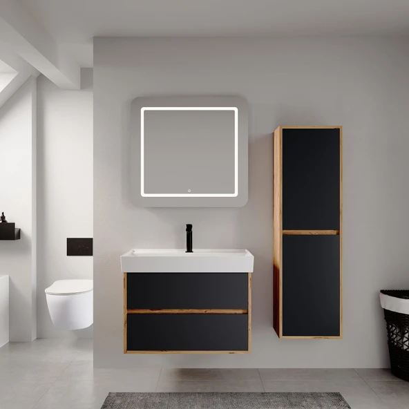 Denko Forever 80 cm (Antrasit) Banyo Dolabı Takımı ve Boy Dolabı ürün görseli 1