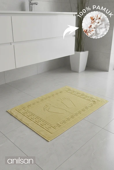 Sarı Greek Ayak Havlusu - 50x70 Cm, 245 Gr, %100 Pamuk, Spa Ve Otel Banyo Paspası, Günlük Kullanıma Uygun ürün görseli 1