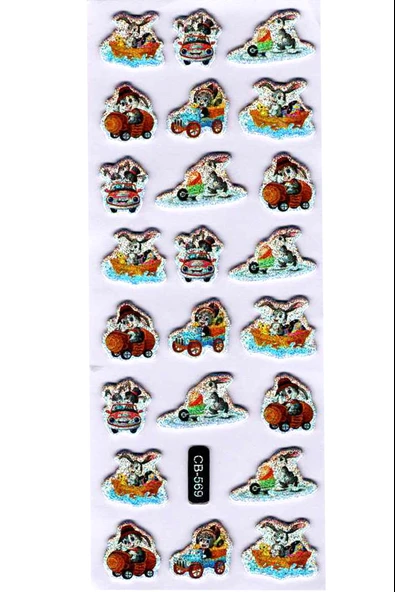 Sticker Kabartmalı Sticker Defter Planlayıcı Etiket (cb569) 16x7 cm- Uçaklı Tavşan ürün görseli 1