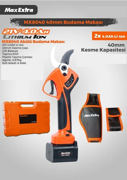 Max Extra MX8040 Akülü Budama Makası 21 V 4 Ah Çift Akü ürün görseli 1