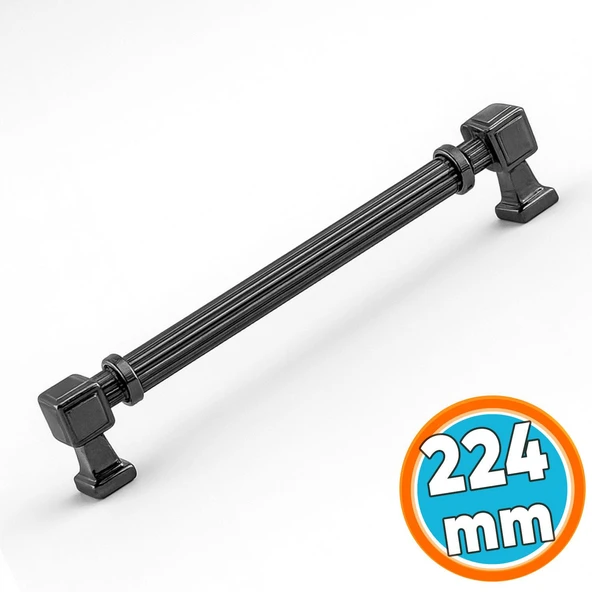 Mobilya Çekmece Mutfak Dolabı Dolap Kulpları Kulb 22.4 cm 224 mm Çizgili Füme Metal Kulp ürün görseli 1