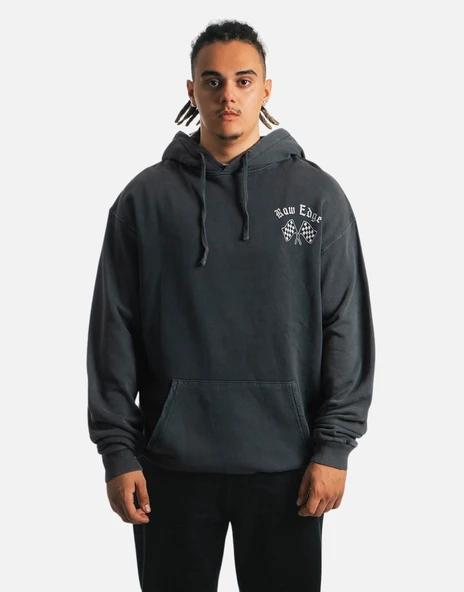 Raw Edge Acid Wash Oversize Sweatshirt Hoodie ürün görseli 1