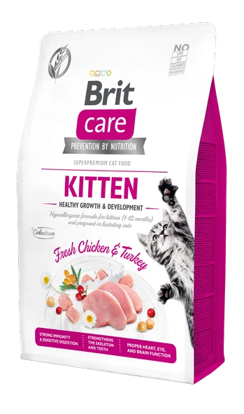 Brit Care Yavru Kediler, Hamile Veya Emziren Kediler İçin, Tahılsız, Hipoalerjenik, Taze Tavuk Ve Hindi Etli Kuru Mama 2 kg ürün görseli 1