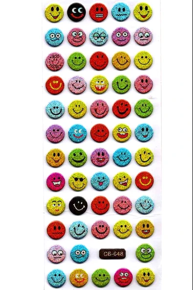Sticker Kabartmalı Sticker Defter Planlayıcı Etiket (cb648) 16x7 cm- Sevimli Emoji Gülenyüz ürün görseli 1