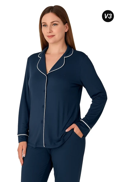 26611-limissi kadın düğmeli pijama takımı ürün görseli 1