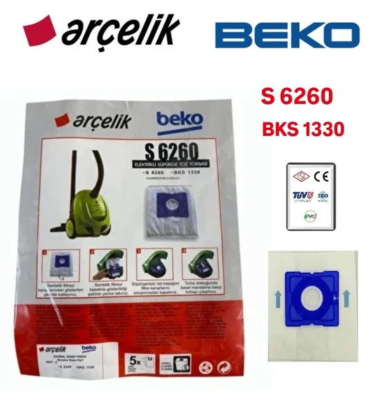 Arçelik Beko S 6260 BKS 1330 Toz Torbası 5 Adet ürün görseli 1