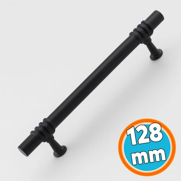 Mobilya Mutfak Çekmece Dolap Dolabı Kapak Kulbu Kulpu Kulpları (128 mm - 12.8 cm) Siyah Metal ürün görseli 1