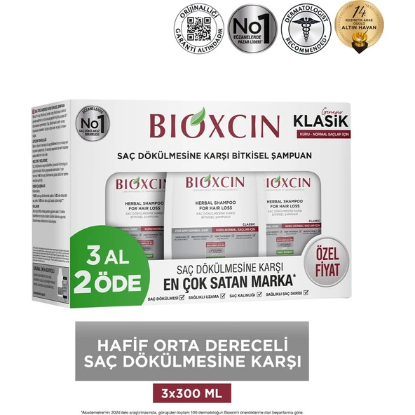 Bioxcin Genesis Kuru Ve Normal Saçlar İçin Şampuan 3 x 300 ml 3 Al 2 Öde ürün görseli 1