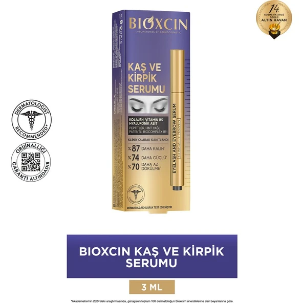 Bioxcin Kaş Kirpik Serumu - Kolajen Hyaluronik Asit Hint Yağı Keratin Peptidleri B5 Biocomplex B11 ürün görseli 1