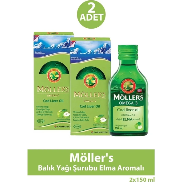 Möller's Balık Yağı Şurubu Elma Aromalı 150 ml 2 Adet ürün görseli 1