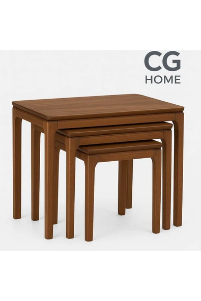 CG HOME Mono Zigon Sehpa Üçlü Lüx %100 Ağaç Lake Boyalı Sehpa ürün görseli 1