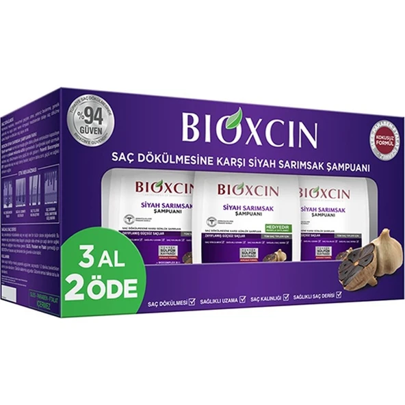 Bioxcin Siyah Sarımsaklı Şampuan 3'Lü ürün görseli 1