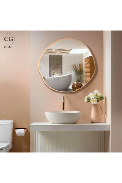 CG HOME asimetrik ayna, dekoratif ayna, duvar aynası, banyo aynası, holl aynası 80 cm ürün görseli 1