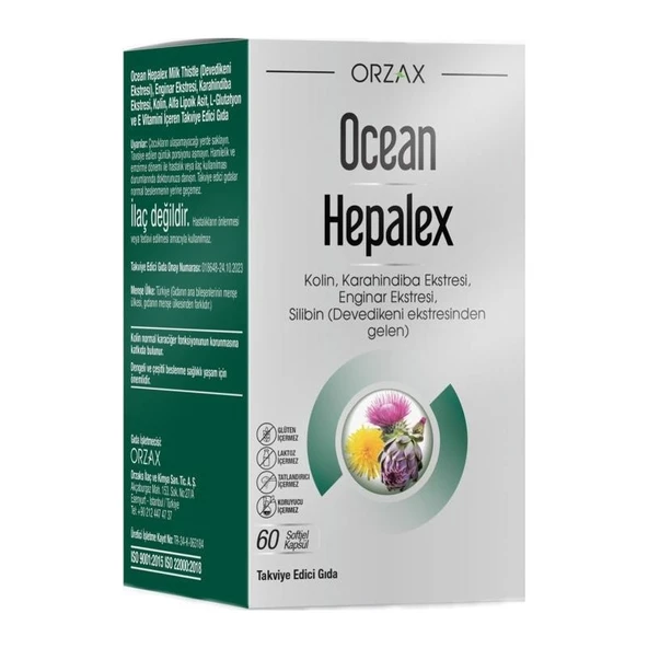 Orzax Ocean Hepalex 60 Softjel Kolin ve E Vitamini İçeren Türkiye Menşeli Sporcu Besinleri ürün görseli 1