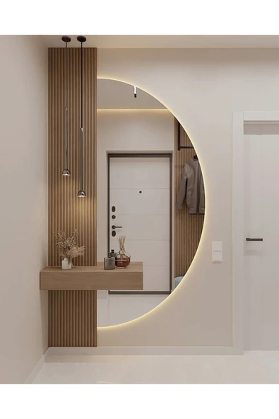 CG HOME Ledli Ayna, Yarımay Ayna, Dekoratif Ayna, Duvar Aynası, Konsol Aynası, Holl Aynası, Günışığı Led 120X60 ürün görseli 1