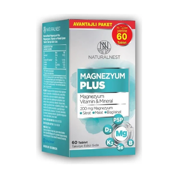 Naturalnest Magnezyum Plus 60 Tablet ürün görseli 1