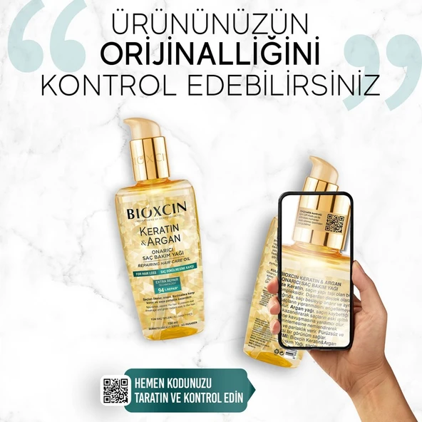 Bioxcin Keratin & Argan Onarıcı Saç Bakım Yağı 150 ml - Yıpranmış ve Hasar Görmüş Saçlar - Resim 2