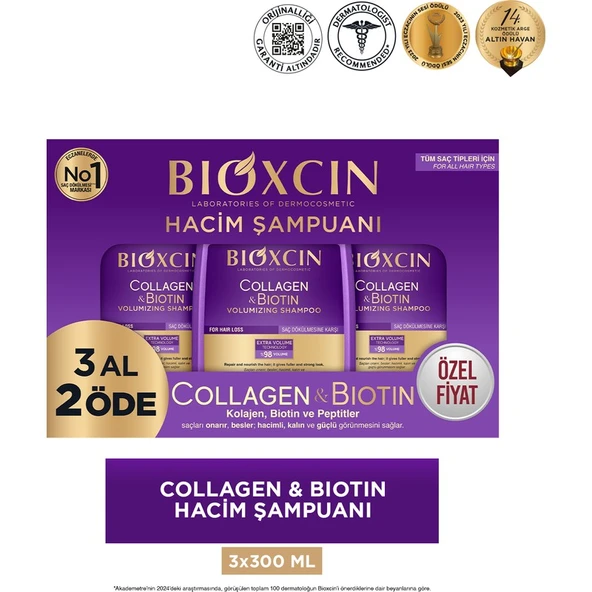 Bioxcin 3 Al 2 Öde Collagen Biotin Şampuan - Resim 2
