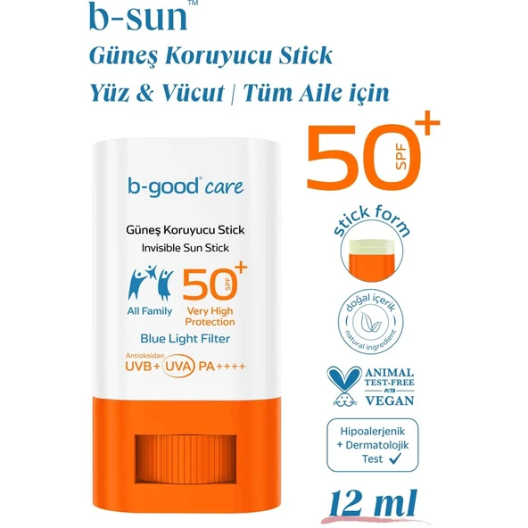 B-good Tüm Aile için Güneş Koruyucu Stick SPF 50+ 12 ML ürün görseli 1