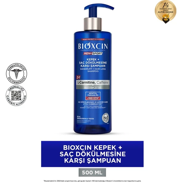 Bioxcin Şampuan 500ML - L-Carnitine, Kafein, BIOCOMPLEXB11, Men Sport ürün görseli 1