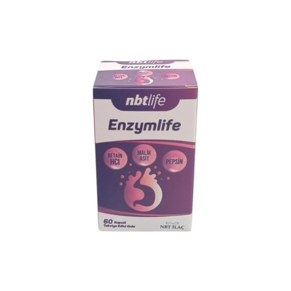 Nbt Life Enzymlife 60 Kapsül | Betain Hcı ve Pepsin ürün görseli 1