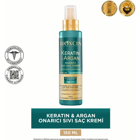 Bioxcin Keratin & Argan Onarıcı Sıvı Saç Bakım Kremi 150 Ml Yıpranmış Ve Hasar Görmüş Saçlar ürün görseli 1