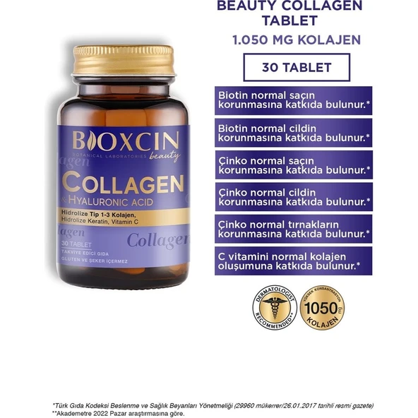 Bioxcin Beauty Collagen 30 Tablet - Tip1 Tip 3 Hidrolize - Resim 2