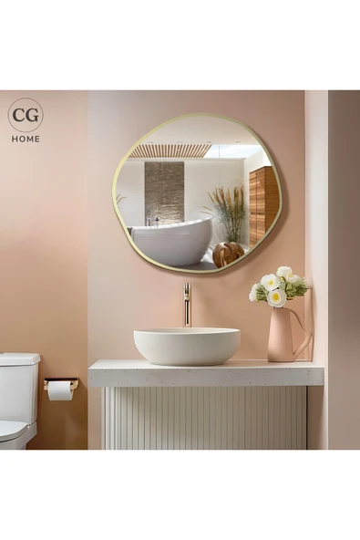 CG HOME asimetrik ayna, dekoratif ayna, duvar aynası, banyo aynası, holl aynası 50 cm ürün görseli 1