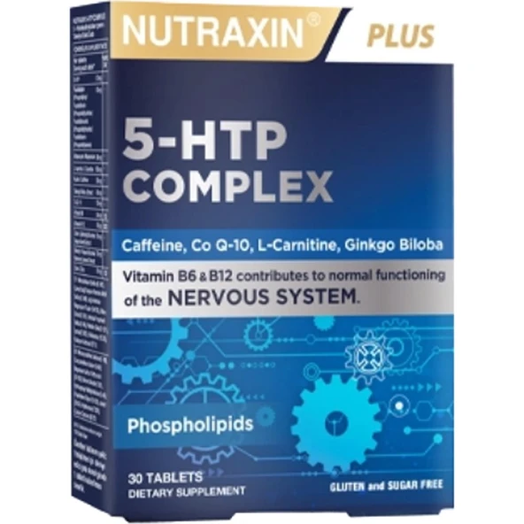 Nutraxin 5-HTP Kompleksi Takviye Edici Gıda - 30 Tablet, Kafein, Koenzim Q10, L-Karnitin ve Ginkgo Biloba İçerir, Türkiye Menşeli ürün görseli 1