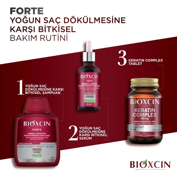 Bioxcin Forte Yoğun Bakım Şampuanı - Saç Dökülmesine Karşı Etkili, Tüm Saç Tiplerine Uygun, 300 ml, Bitkisel Formül, Paraben İçermez - Resim 5