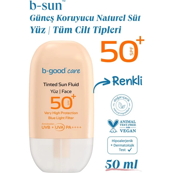 B-good Yetişkin Tinted Güneş Kremi Renk Tonu Eşitleyici SPF 50+ Yüz için 50 ML ürün görseli 1