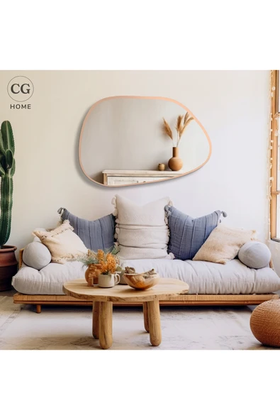 CG HOME Asimetrik Ayna, 75X55 cm, Konsol Aynası, Dresuar Aynası, Duvar Aynası, Şişecam Ayna ürün görseli 1