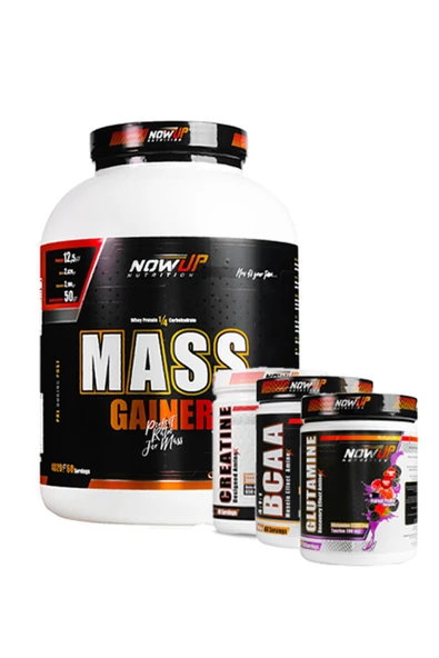 NOWUP NUTRITION Mass Gainer, Kreatin, Bcaa & Glutamin Kombinasyonu – Hacim Ve Güç Paketi – 4'lü Set ürün görseli 1