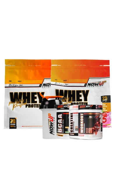 NOWUP NUTRITION Spor Tutkunlarına XL Paket | 2x Whey Protein, Pre-workout, Bcaa, Kreatin, Shaker ürün görseli 1