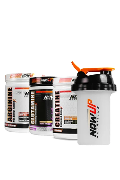 NOWUP NUTRITION %100 Pump Etkisi Paketi | Arginine + Creatine + Glutamine | 3x360 gr + Shaker ürün görseli 1