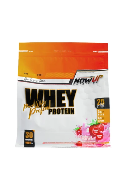 NOWUP NUTRITION %100 Whey Protein Tozu 1050 gr | Çilek Aromalı | Kas Gelişimi | 25g Protein ürün görseli 1