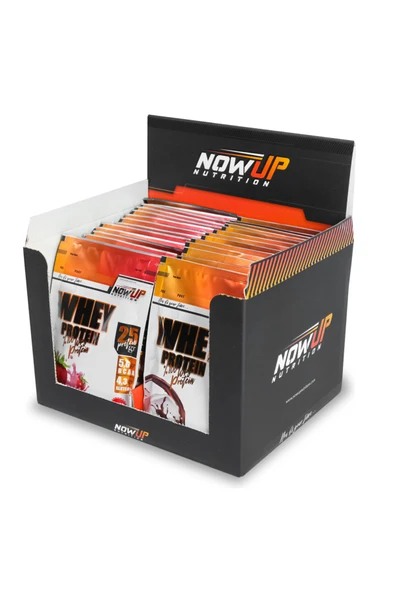 NOWUP NUTRITION Whey Protein Saşe 30x36 gr – Tek Kullanımlık – Çilek & Çikolata Aromalı – 25g Protein ürün görseli 1