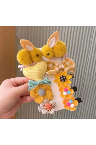 Batu tavşan figürlü peluş toka seti ürün görseli 1